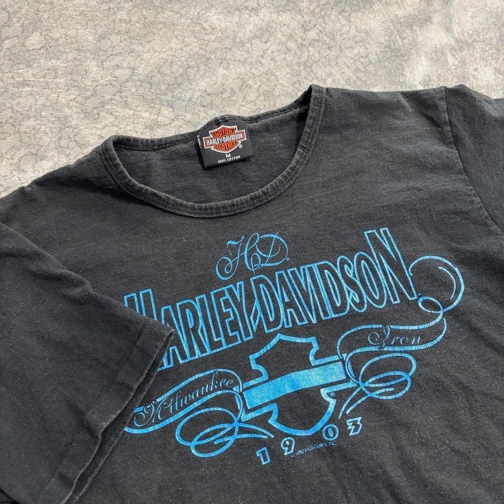 1992 Single Stitch Vintage Harley Davidson Milwaukee Made USA Black Tee Medium